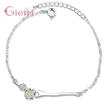 Новое поступление, очаровательный браслет для женщин, обручение, 925 пробы, серебро, модный стиль, CZ Кристалл, романтическая форма цветка, изменяемый Размер