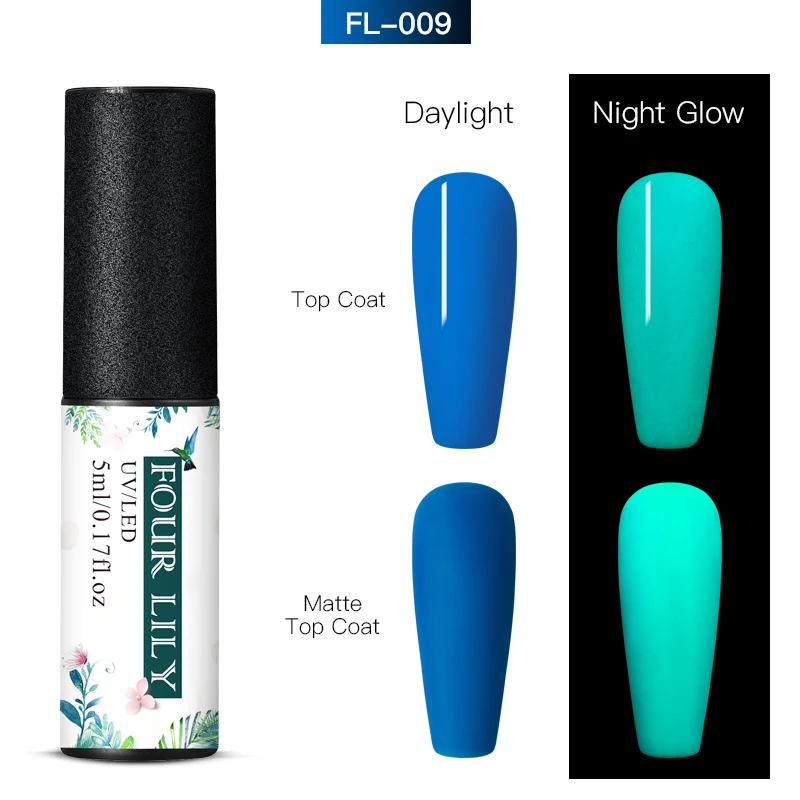 Four Lily 5ml Glow In The Dark Gel Nail Polish Fluorescent Luminous Gel Varnish Long Lasting Colorful Neon Nail Art Gel Lacquer - Цвет: FFS07732