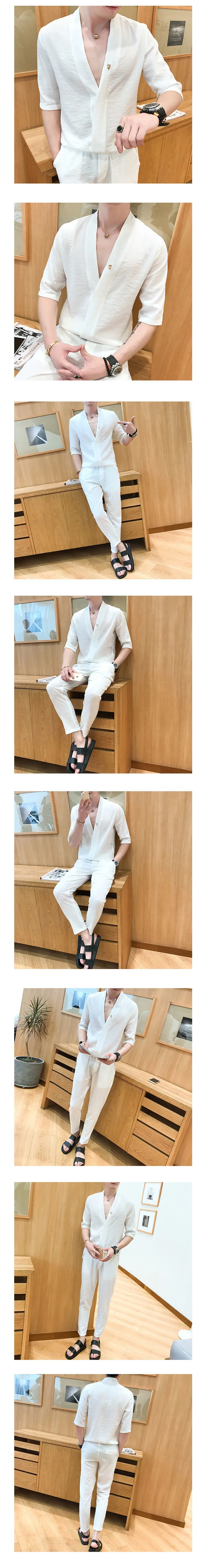 Футболки и броки, повседневный облегающий комплект, Mannen Moda Hombre 5 Kleur elastissche Taille Broek Trui, рубашка, беговые штаны
