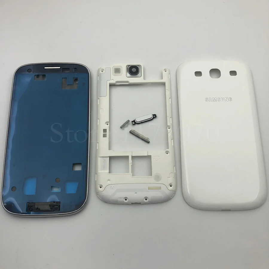 Полный Корпус чехол запасные части для samsung Galaxy S3 SIII i9300 i9305 9300 Передняя средняя рамка задняя крышка - Цвет: white