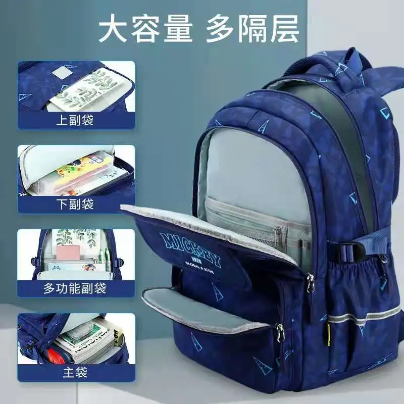 Disney Mickey Minnie School Bags For Boys Girls Primary Student Shoulder Orthopedic Backpack Grade 1-3 Large Capactiy Mochila