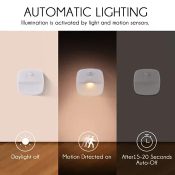 

Night Light LED Wardrobe Wall Light 3PC Square B Home Intelligent Automatic Induction Lighting Night Light #YL5
