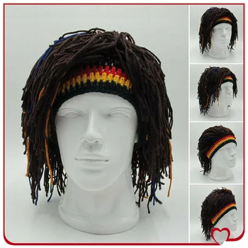

Unisex 3D Reggae Dreadlocks Jamaican Knitted Beanies Wig Braid Hat Rasta Knitting Hair Hat Party Hats Fahion Novelty