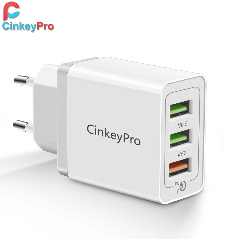 CinkeyPro 3 порта USB зарядное устройство Быстрая зарядка 0 12 В/1.5A 9 В/2A для Samsung iPhone iPad