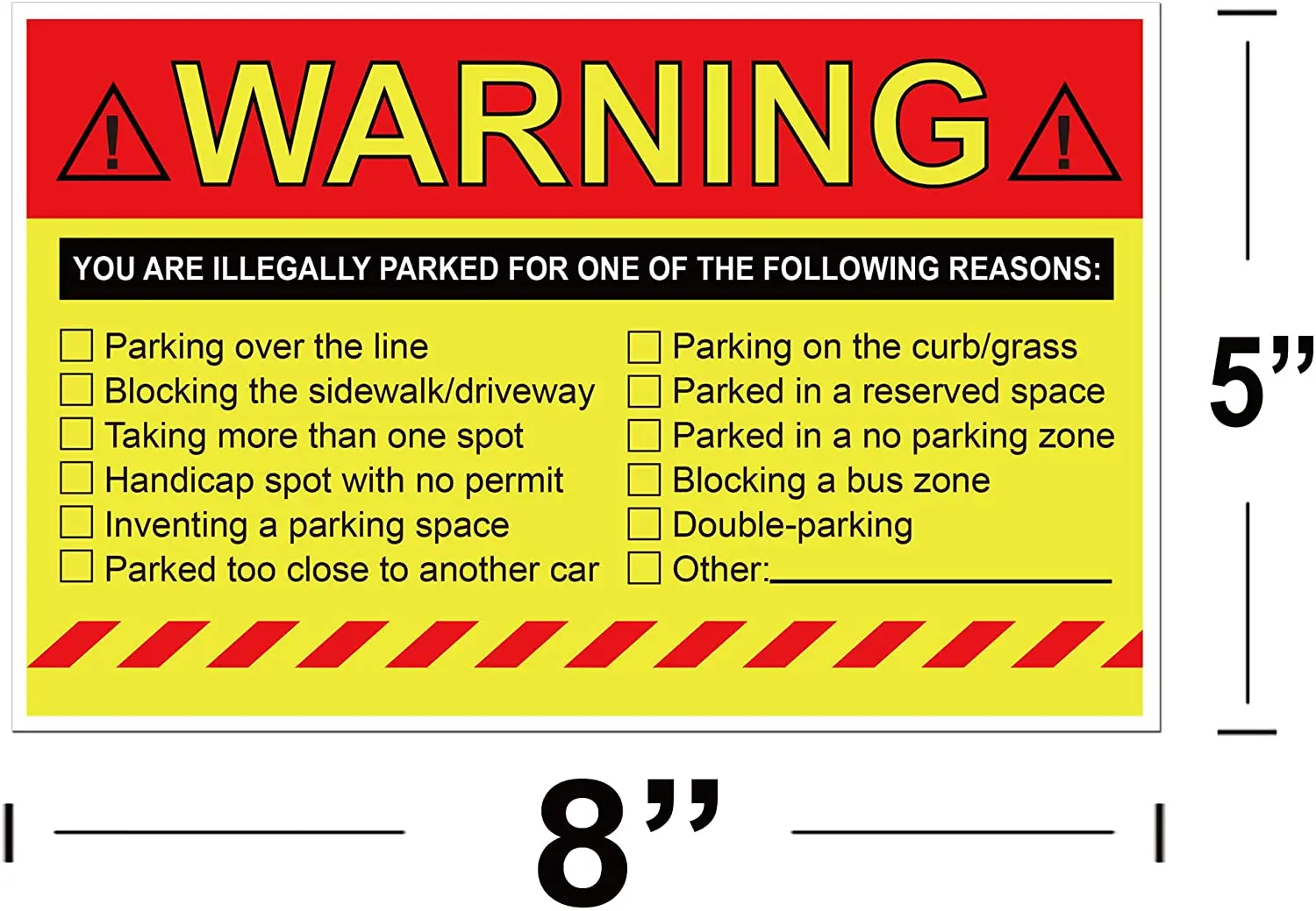 50 Pcs Decor No Parking Warning Stickers Car Window You Are Illegally Parked Parking Violation Tow Away Stickers For Vehicles