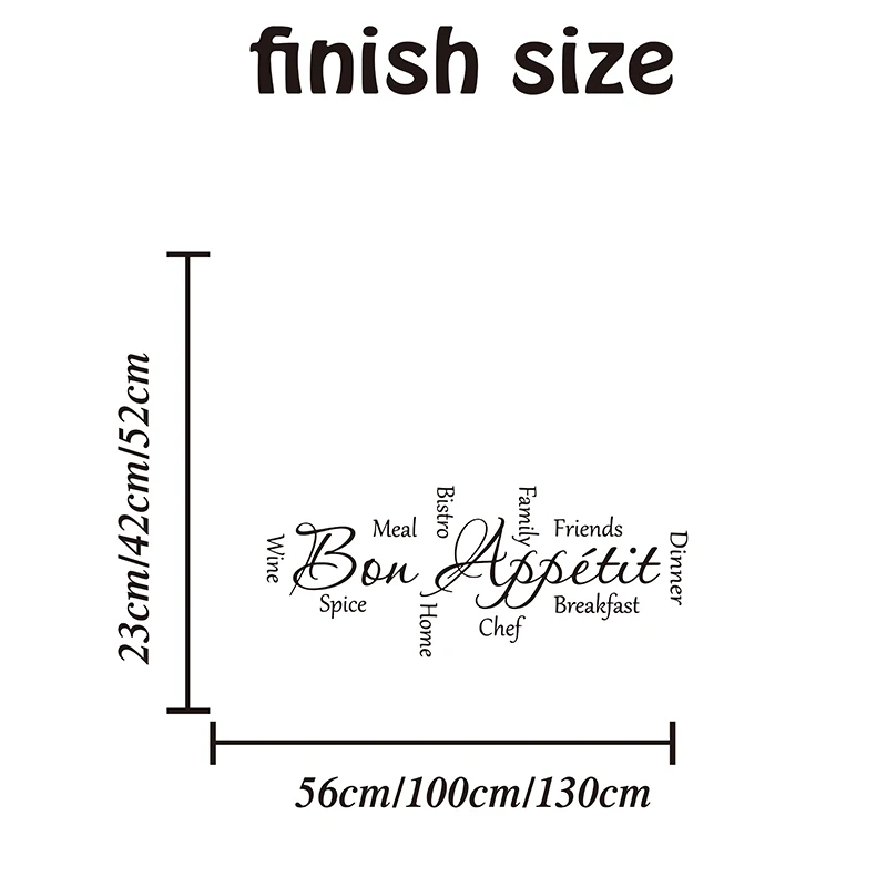 Large Bon Appetit Chef Wall Sticker Kitchen Dinning Room  Enjoy Meal Dinner Cook Wall Decal Vinyl Home Decor  (3)