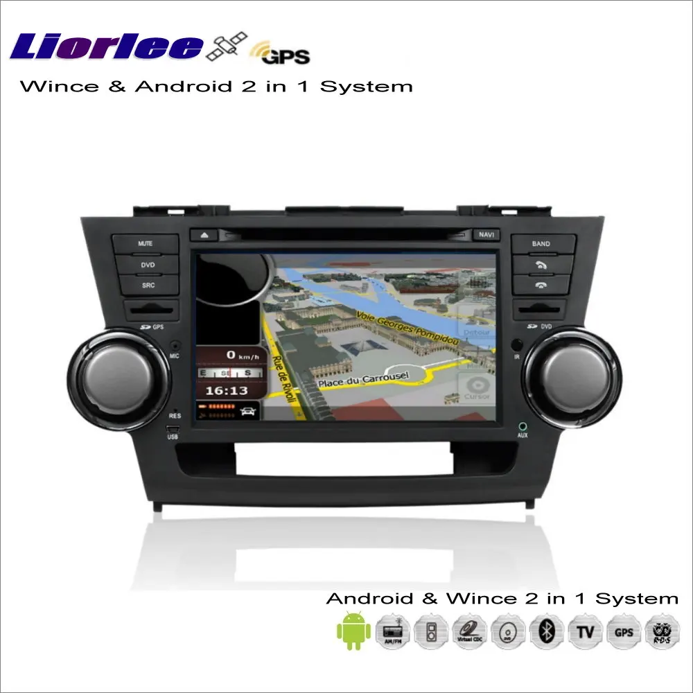 Автомагнитола для Toyota Highlander/Kluger 2007-2013 г. В. на платформе Android с радио CD DVD-плеером