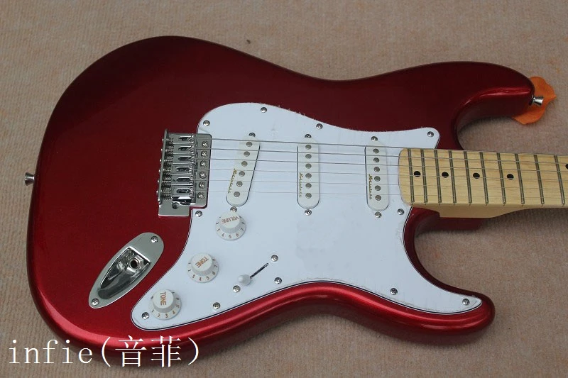 Новое поступление гитара красный белый Pickguard 6 струн натуральная деревянная электрогитара