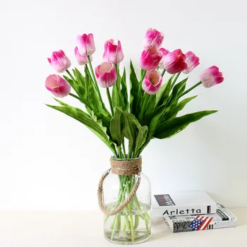

12pcs PU Tulip Artificial Flowers Real Touch Artificial Bouquet 68cm Fake Flower for Wedding Decoration Flowers Home Garen Decor