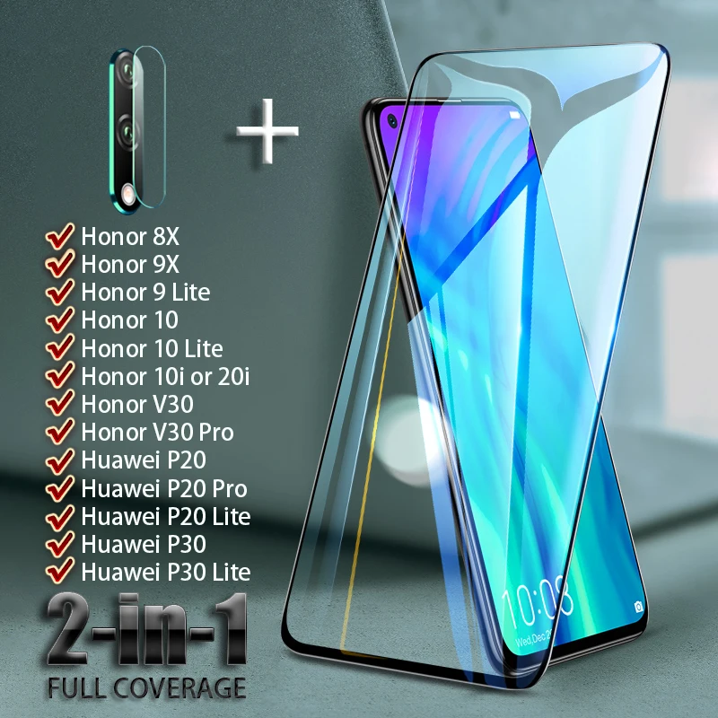 Полноэкранная защита для Huawei Honor V30 Pro 8X 9X 9 10 lite 20i 10i закаленное стекло объектив