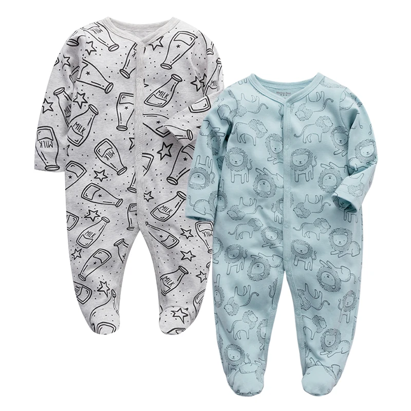 Baby Girls Sleepers Pajamas Babies Newborn Boys Jumpsuits 2 PCS/lot Infant Sleepsuit Sleepwear 0 3 6 9 12 Months Baby Clothes