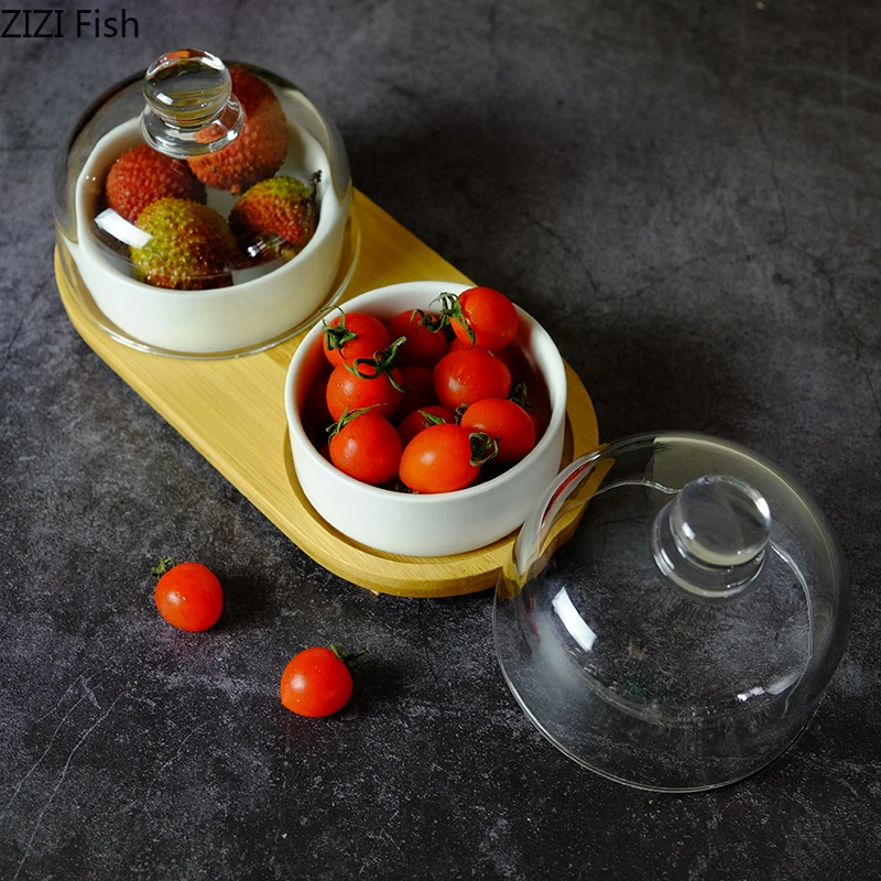 Керамическая фруктовая десертная тарелка в японском стиле, костюм с крышкой, сахарная миска для десерта, посуда для домашнего творчества