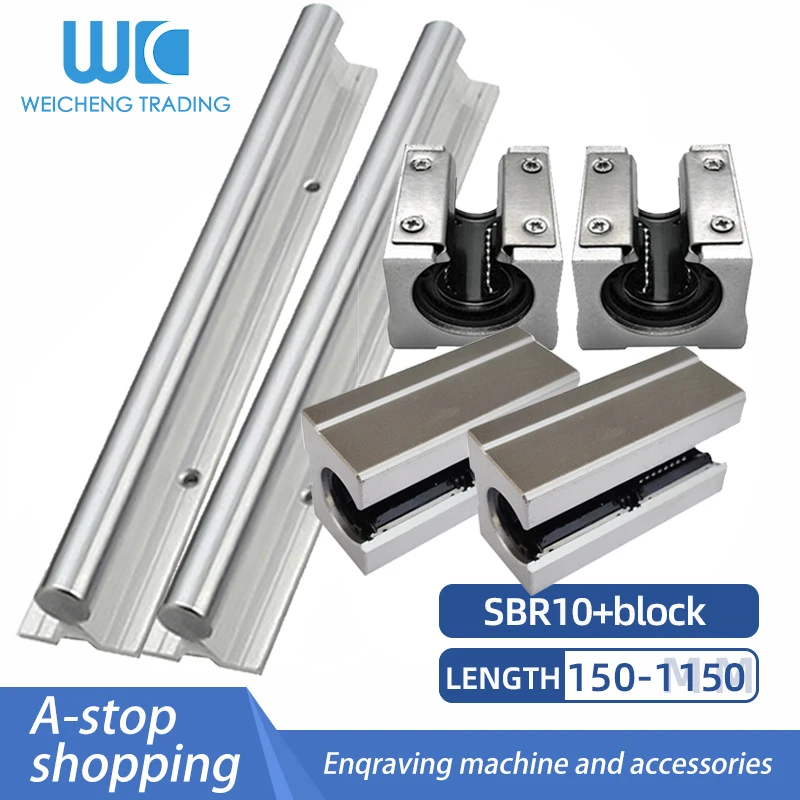 

1/2PC Linear Guide Aluminum Bracket Optical Axis SBR10 Lengthened Slider/Press Plate Slide Rail Combination 150-1150MM Cnc Parts