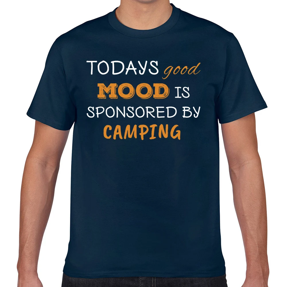 Топы футболки для мужчин todays good mood спонсируется Кемпинг Повседневная Черная