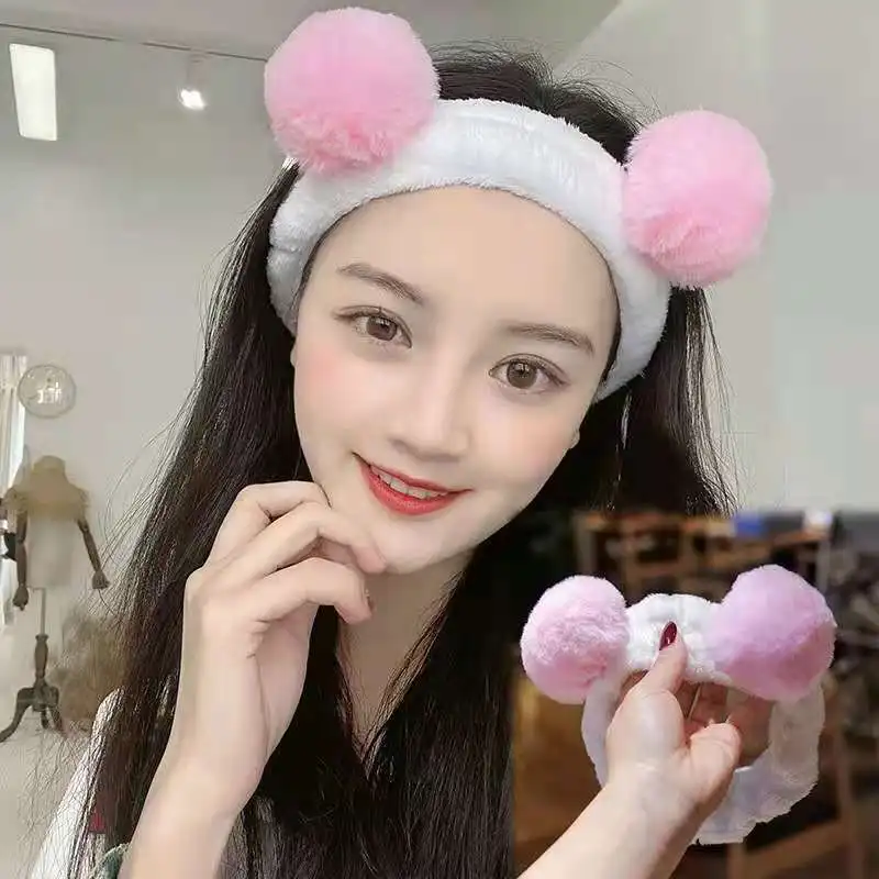 hair bow for ladies Headbands For Women Makeup Wash Face Hairbands Shower Head Wrap Girls Hair Accessories Cute Panda Ear Soft Fleece Head bands hairclips