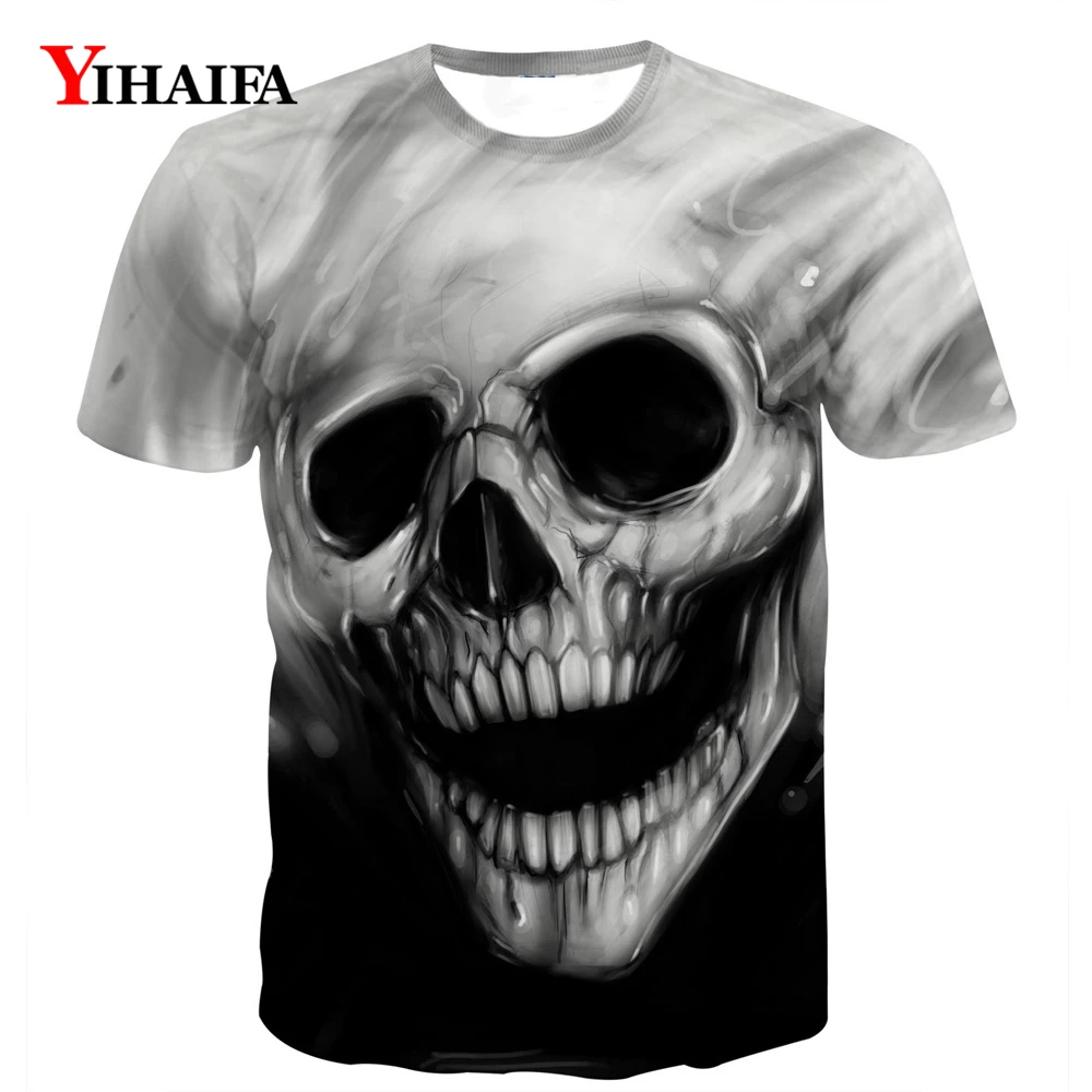 

Mens New Funny skull 3d Print Creative Graphics Summer Hipster Tee Shirts Homme Gym Short sleeve tops