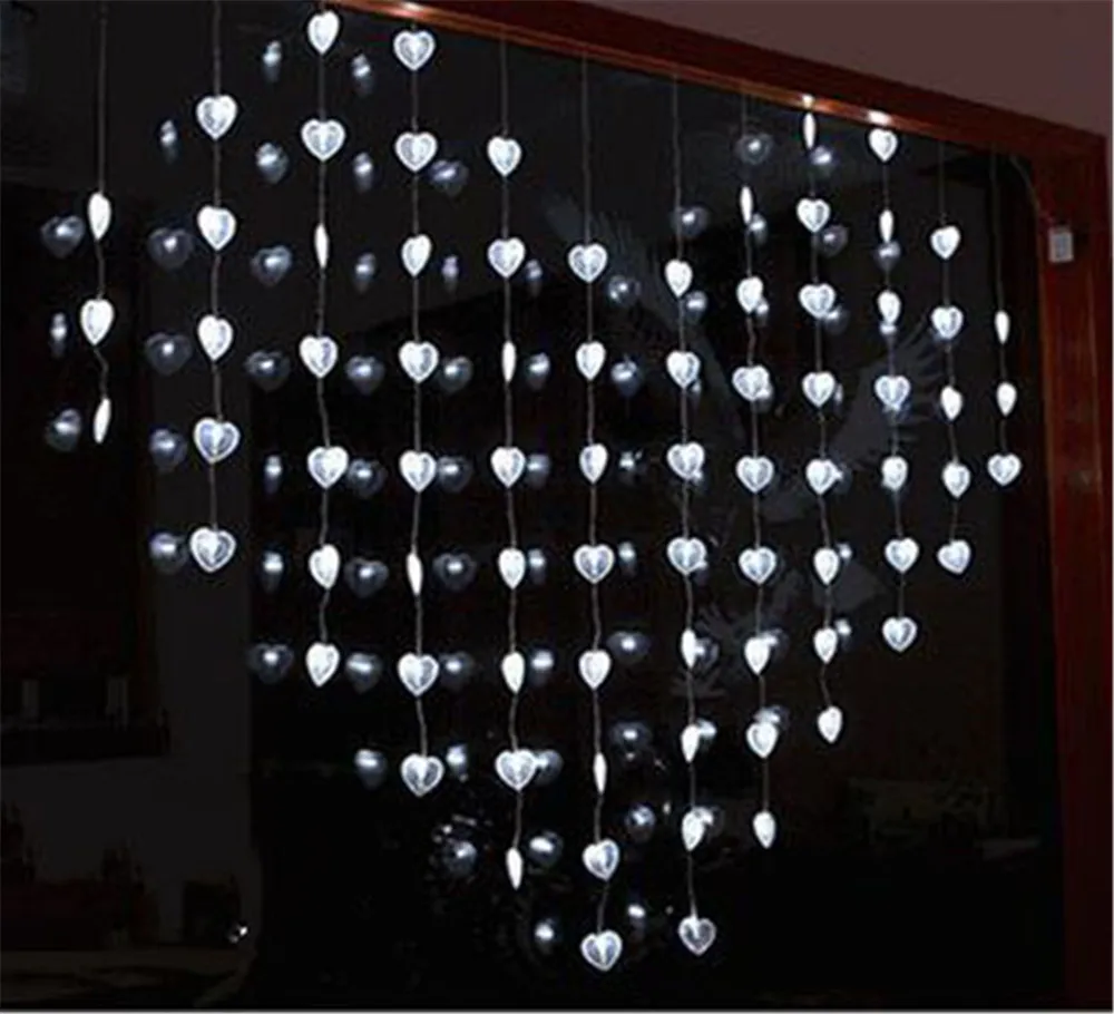 78pcs Led Curtain Light AC220V Led String Lights Heart Shape Curtain Holiday Lamp Garland Christmas Decor Lighting
