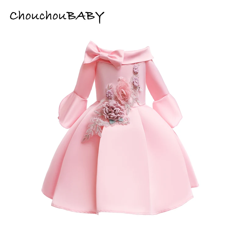 PINK Petit Camelia/вечернее платье на свадьбу для девочек; костюм принцессы с юбкой-пачкой; Новинка года; одежда для детей 3-8 лет - Цвет: PINK