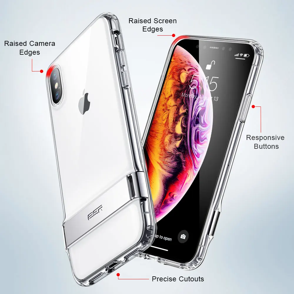 ESR чехол для iPhone XS XR XS Max металлический чехол с подставкой вертикальная и горизонтальная подставка Мягкий ТПУ бампер Прозрачный чехол для iPhone