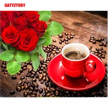 GATYZTORY 5D алмазная живопись Полная площадь DIY домашний декор мозаичные Стразы Картина на холсте с логотипом на заказ настенные картины кофе и розы