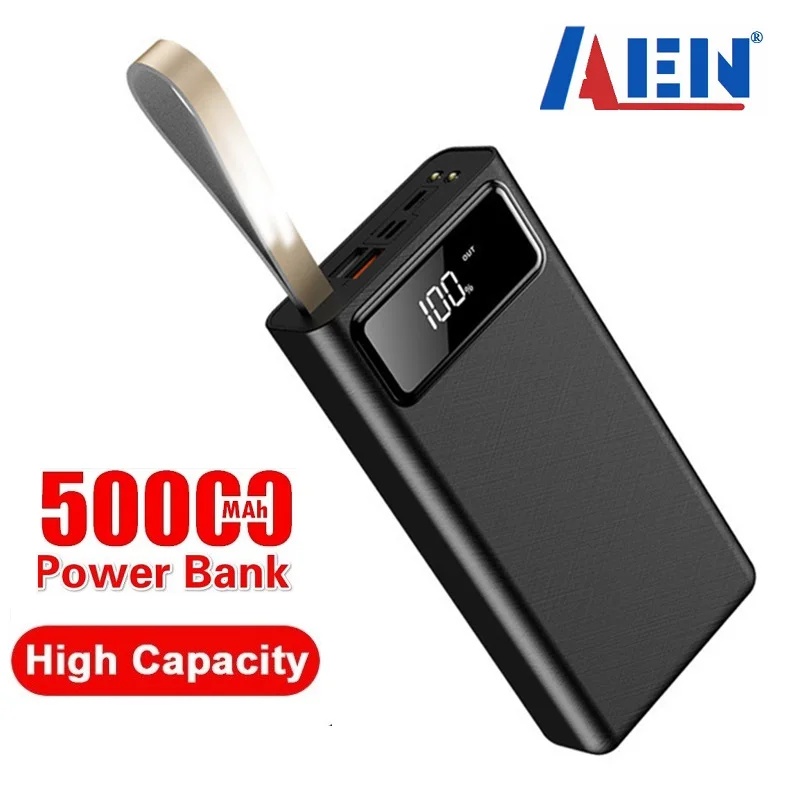 50000mAh Power Bank Portable Phone Charger LCD Digital Display LED Lighting Outdoor Travel Powerbank for Samsung Xiaomi IPhone