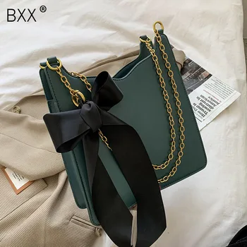 

[BXX] PU Leather Shoulder Bags for Women 2020 Female Travel Crossbody Bag Winter Chain Hand Bag Handbags and Purses HP427