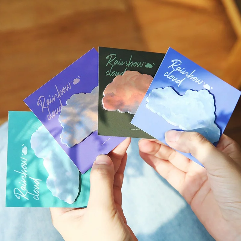 

"Rainbow Cloud" Pack of 4 Sticky Notes Pack Paper Cute Stickers Adhesive Pads Pocket Memo Notepad