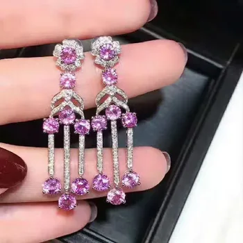 

Fidelity natural 3mm garnet drop earrings s925 sterling silver fashion fine jewelry for women party Natural purple gemstone