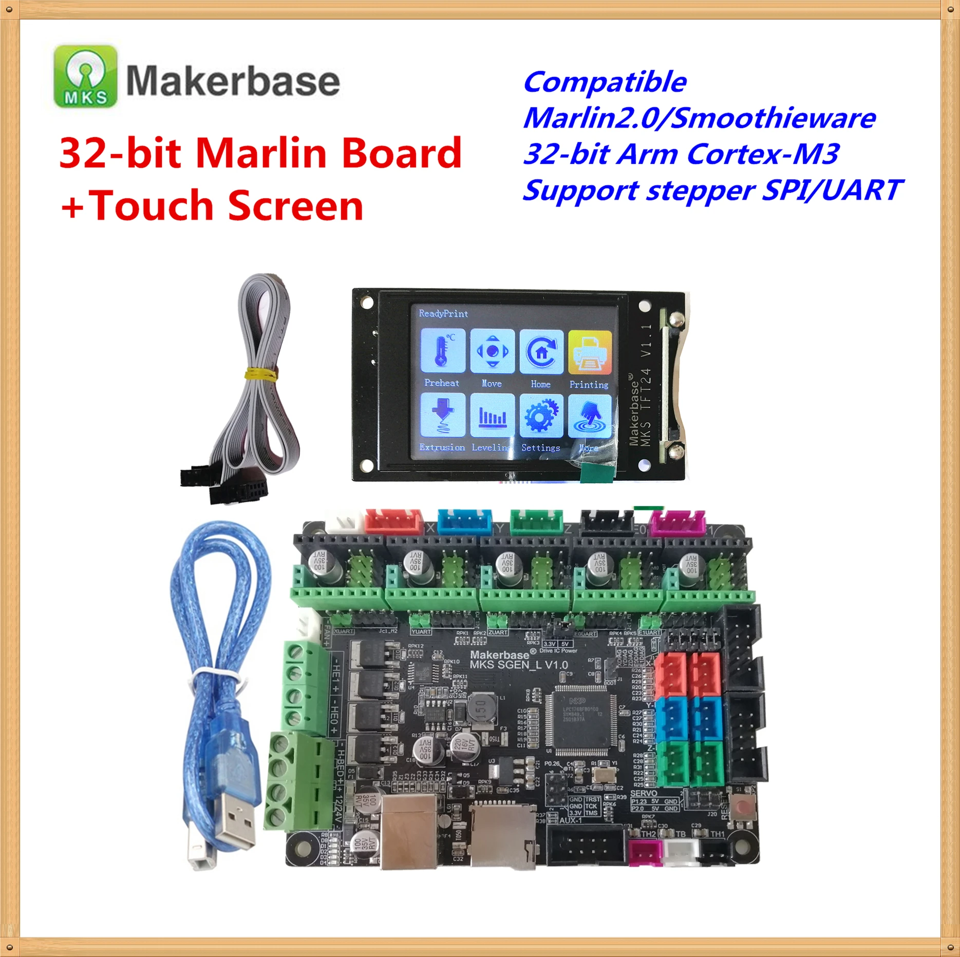 Совместимый Сенсорный Экран Marlin2.0 Smoothieware MKS SGEN_L + TFT24 модуль Wi Fi аналог 3D принтера