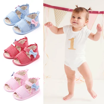 

Princess Baby Prewalker Floral Print Sandals Cute Bowknot Soft Girls Shoes Prewalker Walking Toddler Kids Shoes First Walker