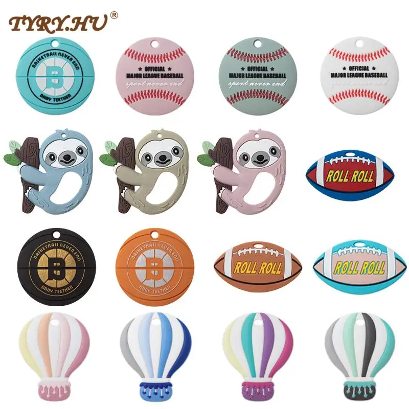 TYRY.HU Silicone Teethers Baby Cute Cartoon Sloth/Hot Air Balloon/Baseball Shape Baby Teether Dummy Cartoon For Pacifier Chains teething toys silicone teething toys baby teething toys silicone teether