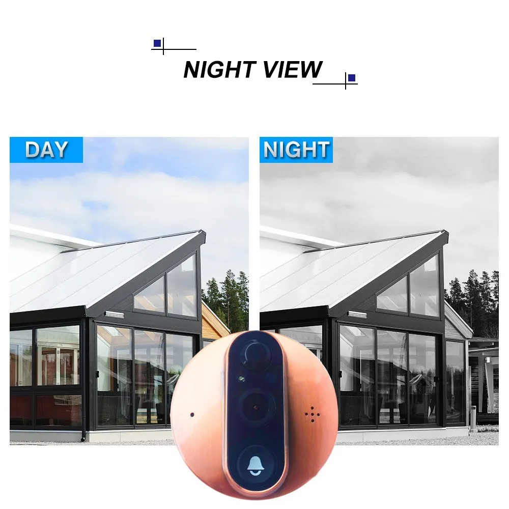 4.3'' WIFI Smart LCD Digital Peephole Door Camera Viewer HD Monitor with Night Vision PIR Motion Detection APP Remote Control