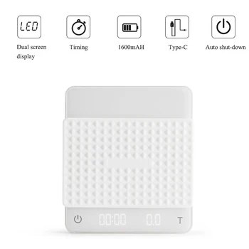 

Electronic Scale , Portable Digital Food Scale with Dual Monitors Coffee Scale Kitchen Scale White