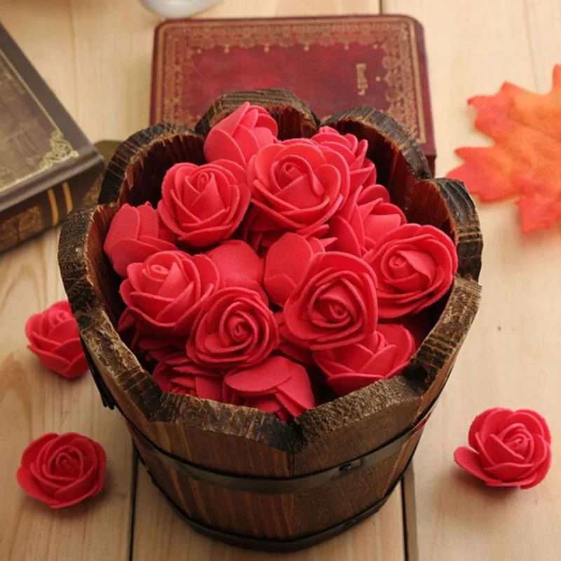 Big Clearance! 50Pcs/Lot DIY Foam Roses Floral Foam Heart Foam Flowers  Crafts Styrofoam for Artificial Flowers Styrofoam Bears And Flowers  Kit,Orange