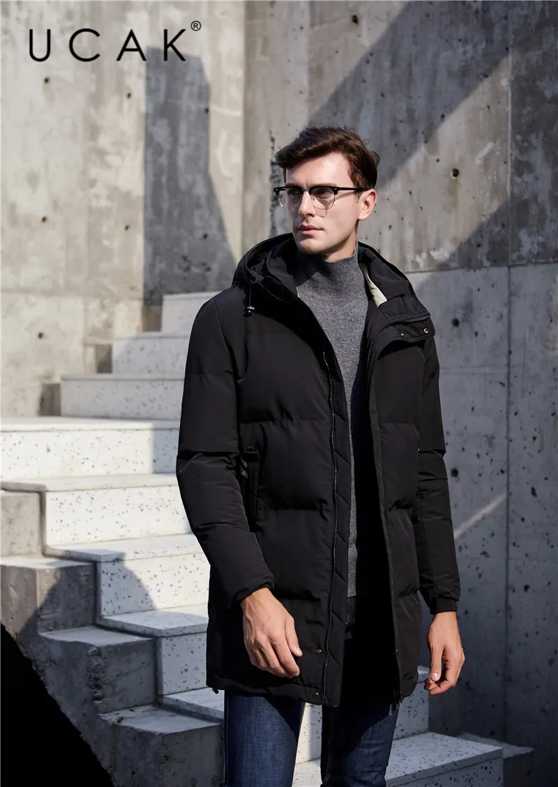 UCAK Brand Winter Jackets Men's Long Hooded Casual Polyester Streetwear Outwear Thick Warm New Fashion Clothing Men U8021
