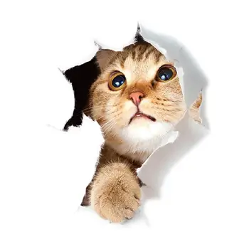 

Cats 3D Wall Sticker Toilet Stickers Hole View Vivid Dogs Bathroom Home Decoration Animal Vinyl Decals Art Sticker Wall Poster