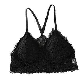 

Lace Wireless Seamless Bra Convertible Pad No Steel Ring Ladies Bra, Black