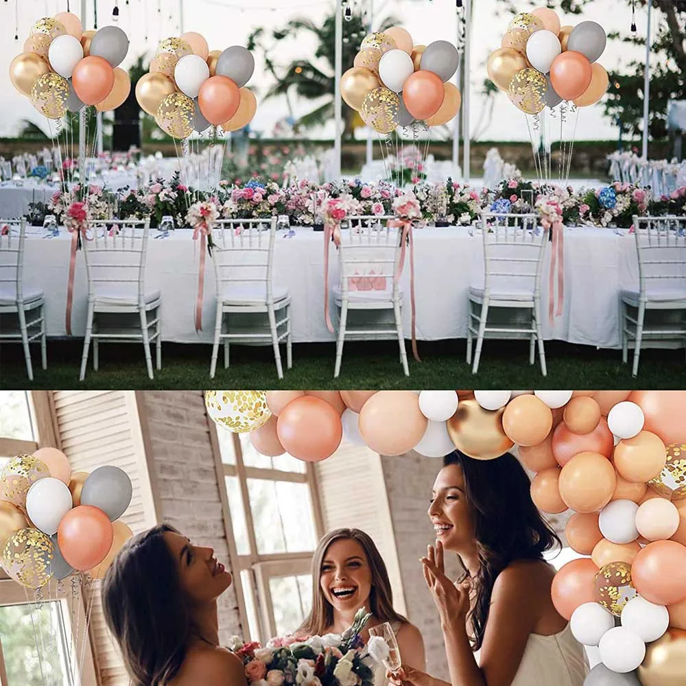 Description Picture 6 of item50PCS 10inch Gold Silver Brown Grey Metal Latex Confetti Balloons Wedding Decorations Matte Globos Birthday Party Decorations