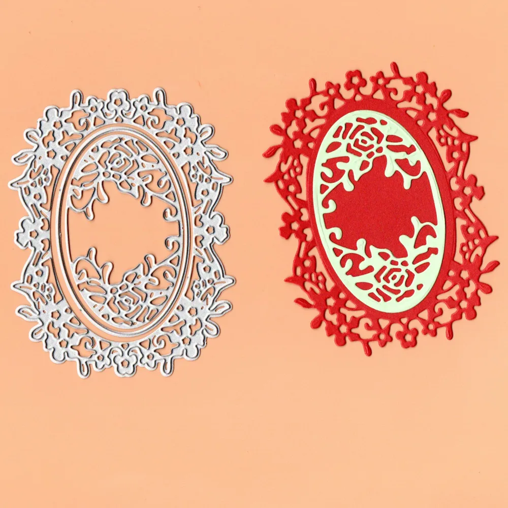 

Oval Frame Edge Flower Metal Cutting Dies Stencil Template for DIY Embossing Paper Photo Album Card Making Stamping Dies New