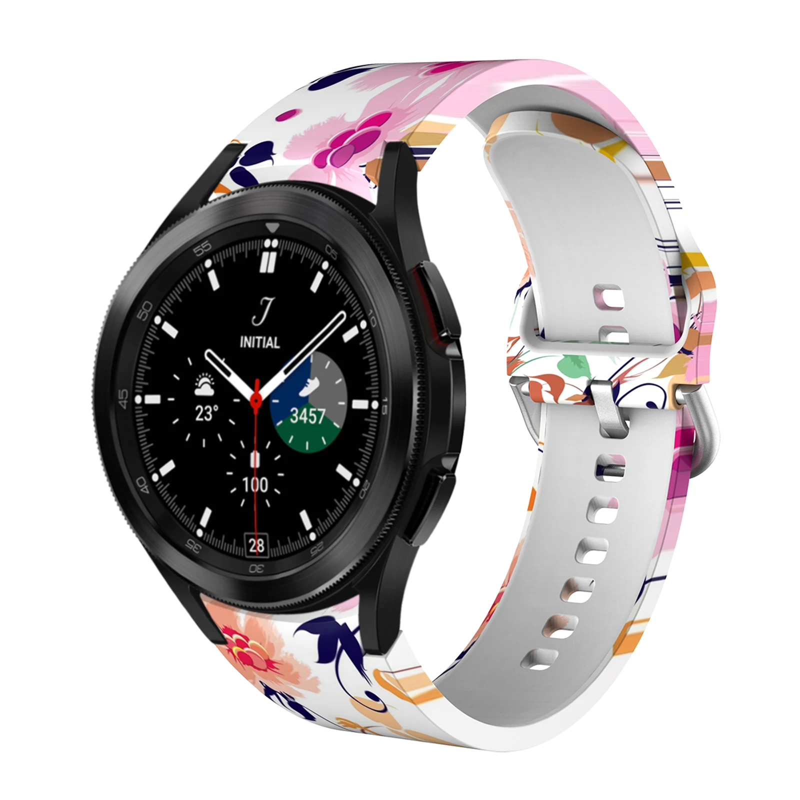 Banda de silicone impressa para Samsung Galaxy Watch 4, pulseira clássica, 42mm, 46mm, 6, 5, 4, 40mm, 44mm