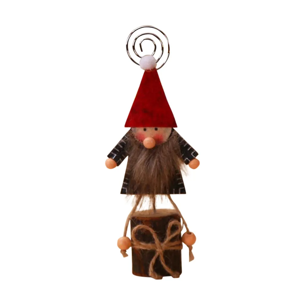 D NEW Christmas Decorations Business Card Holder Creative Wood Forest Man's Note Clip#jink - Цвет: D