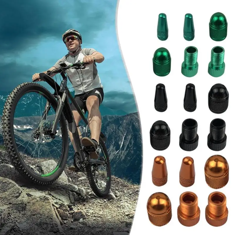

Hot Sale Outdoor 18x Mountain Bike Tire Stem Schrader French Valve Caps+Adapter Bicycle with Adapter Bike Accessory
