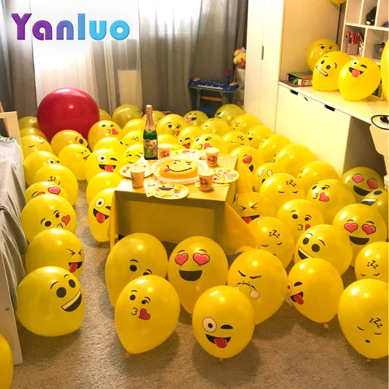 

10pcs 12inch Balloons Smiley Face Expression Yellow Latex Cute Balloons Wedding Party Cartoon Inflatable Balloons Decoration