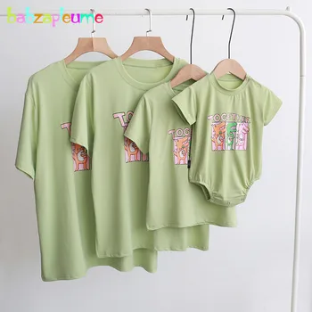

2020 Summer Girls Outfits Baby And Mom Tops Family Couple Matching Clothes Cartoon Cute Print Cotton Short Sleeve T-shirt BC1842
