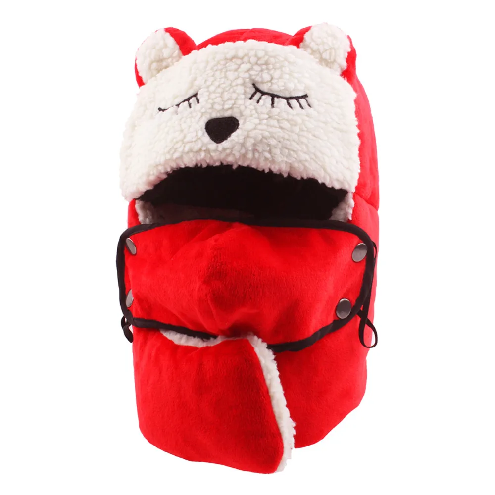 Плюс бархатная Толстая Женская шапка-бомбер наушники шапка с защитой лица от ветра шарф теплые зимние шапки милое украшение для медвежонка sombrero mujer