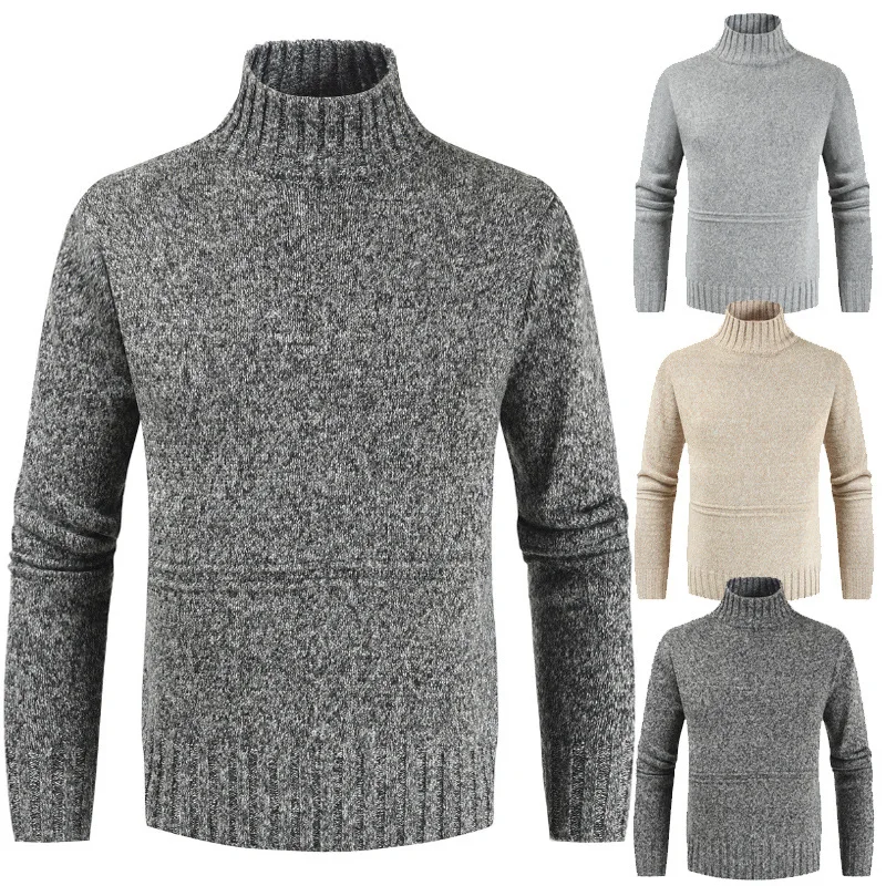 

2019 Autumn And Winter New Style Korean-style High Collar Solid Color Sweater Students MEN'S Knitwear