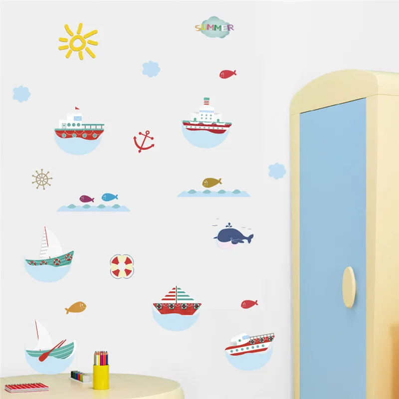 Underwater Fish Bubble Boat Turtle Wall Sticker Decals Bathroom Bedroom Nursery Window Decor Nursery Decals Poster Mural best Wall Stickers