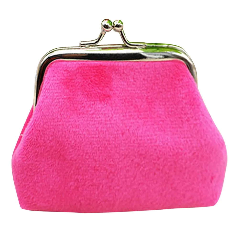 Маленький вельветовый кошелек с держателем для монет, Женский кошелек для монет, женский клатч, сумочка - Цвет: Hot Pink