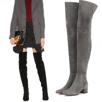 

New over-the-Knee Boots Matte Gray Boots High Leg Boot Explosion Shoes