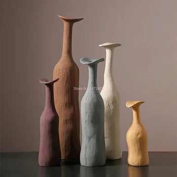 

NORDIC CREATIVE CERAMIC VASE SIMPLE MORANDI COLOR ART MODEL ROOM LIVING ROOM DECORATION HOME ACCESSORIES